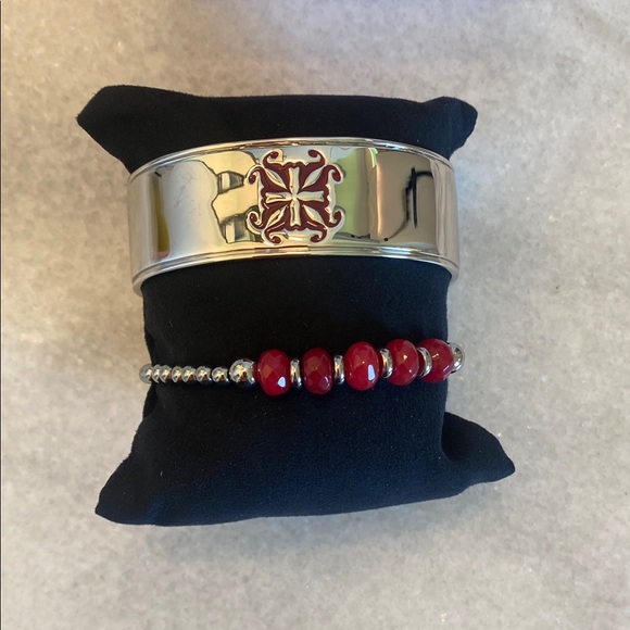 Silver and Red Bracelet Set - Picture 2 of 4